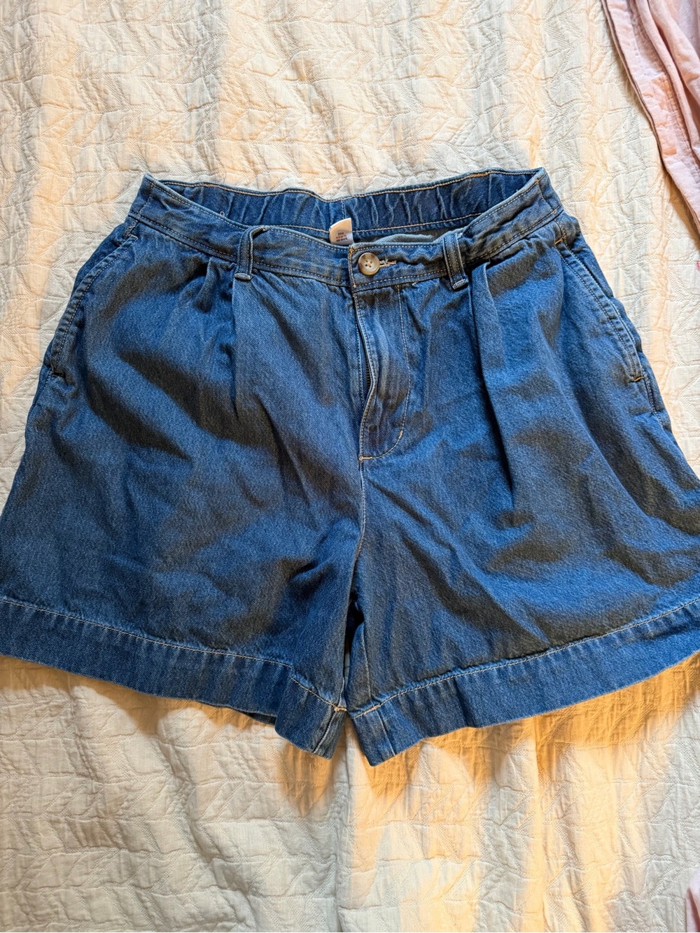 Old Navy Dark Blue Denim Pleated Shorts
